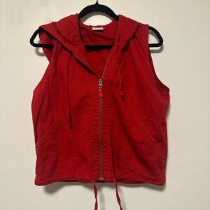 Vintage Columbia Red Women's Zip Up Vest with Hoodie